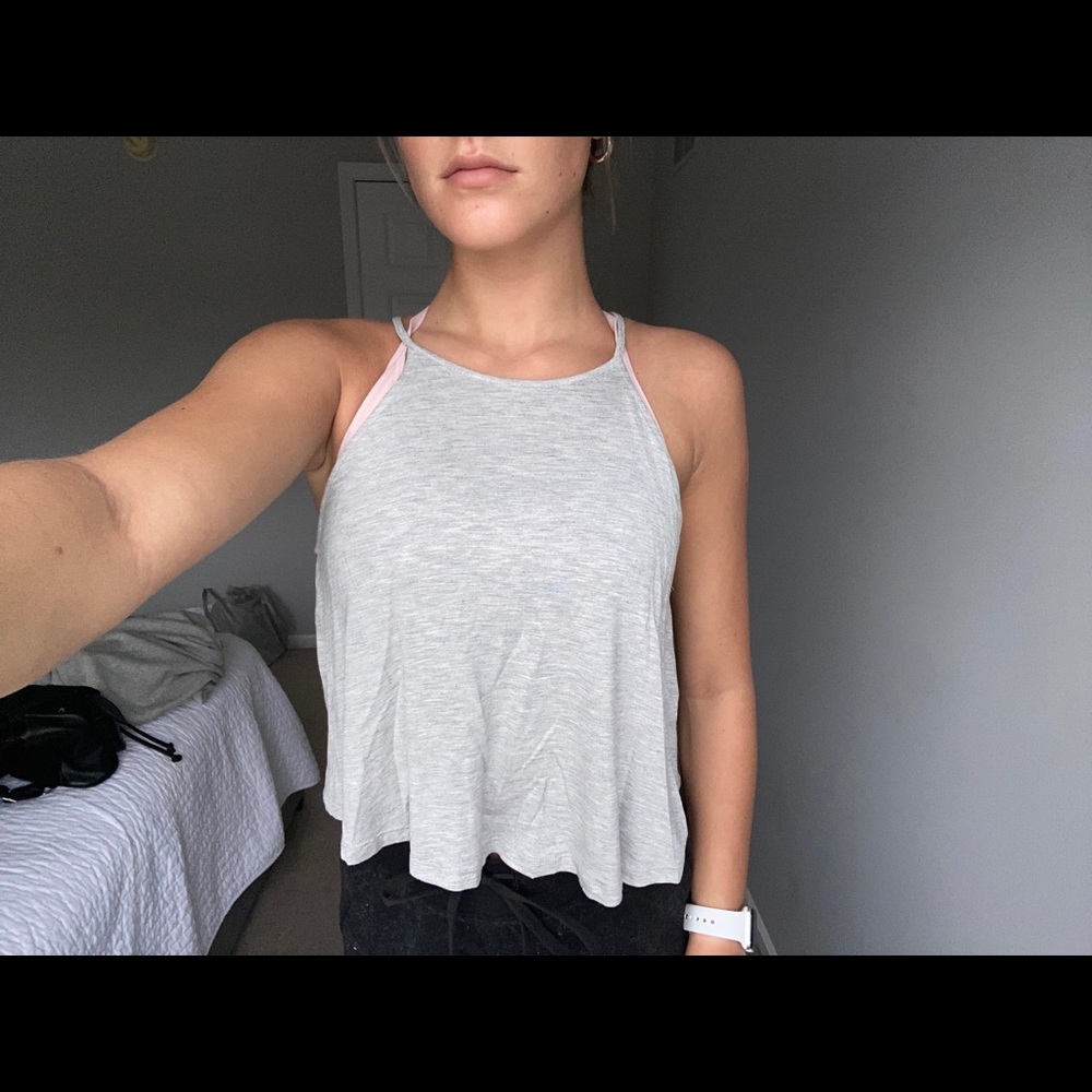 Grey high neck tank top